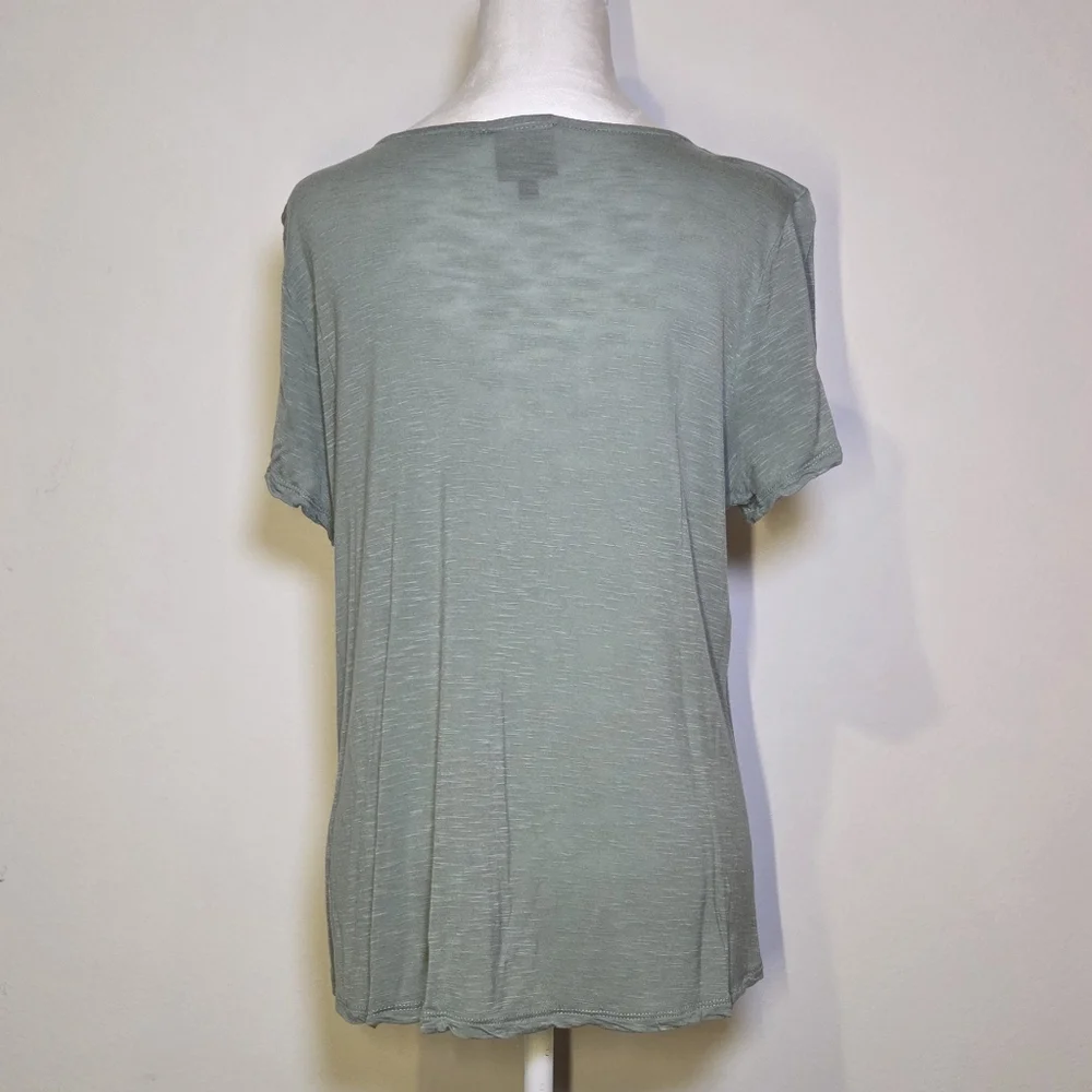 Light Teal Short Sleeve Top with Embroidery - Picture 5 of 6